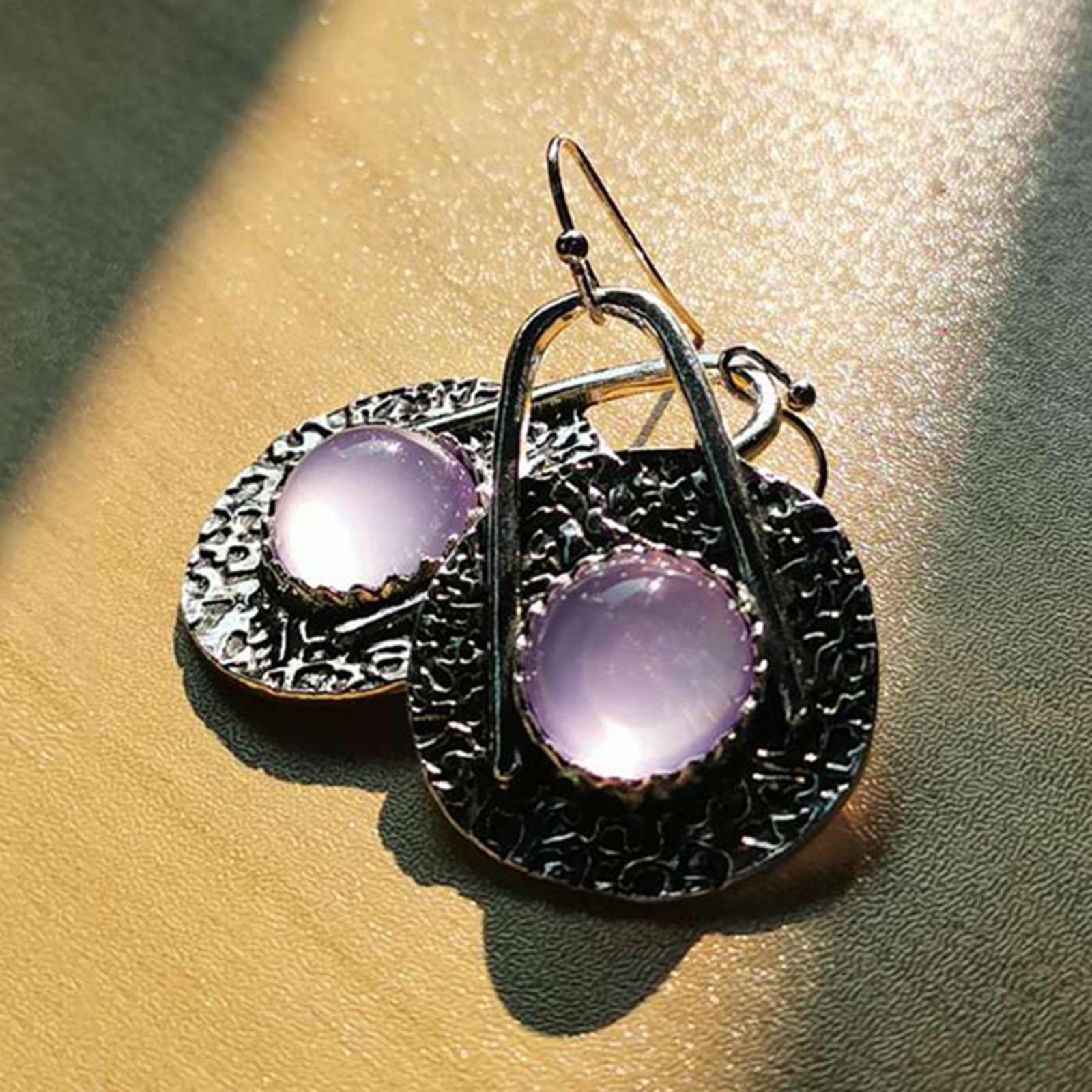 Boucles d'oreilles en métal pour femmes, style bohème, asymétrique, rétro, goutte d'eau, Vintage, fleur, perles en pierre naturelle, bijoux de fête, cadeaux