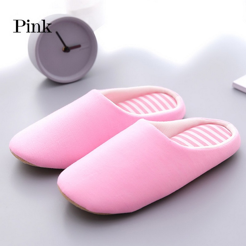 Winter Warm Cotton Slippers For Men Home Wear-Resistant Stripe Non-slip Indoor Slides Couple Women Shoes Classic Men Slippers