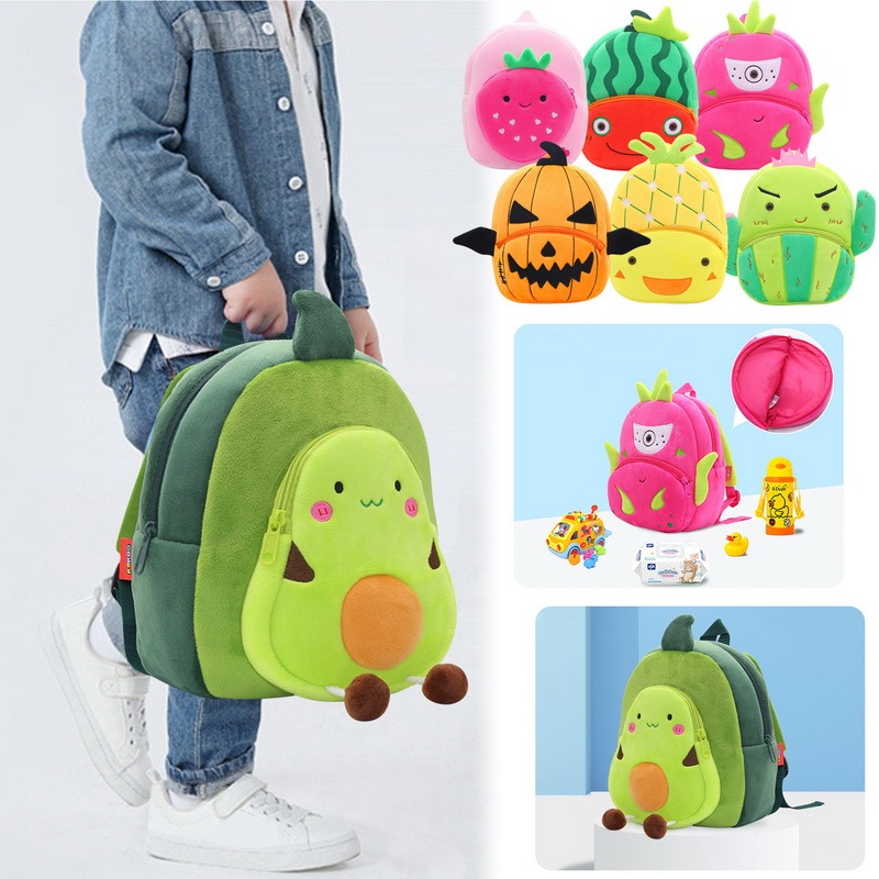 Fashion Children School Bags 3D Cartoon Print Plush Kids Backpack Kindergarten Boys and Girls School Bags Mini Backpack Book Bag