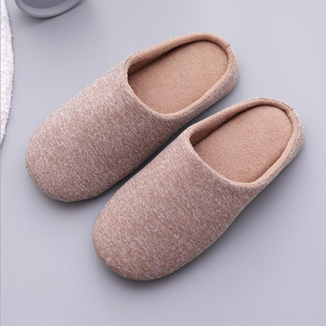 Title 45, Men Women Plush House Slippers Warm Soft Flat S...