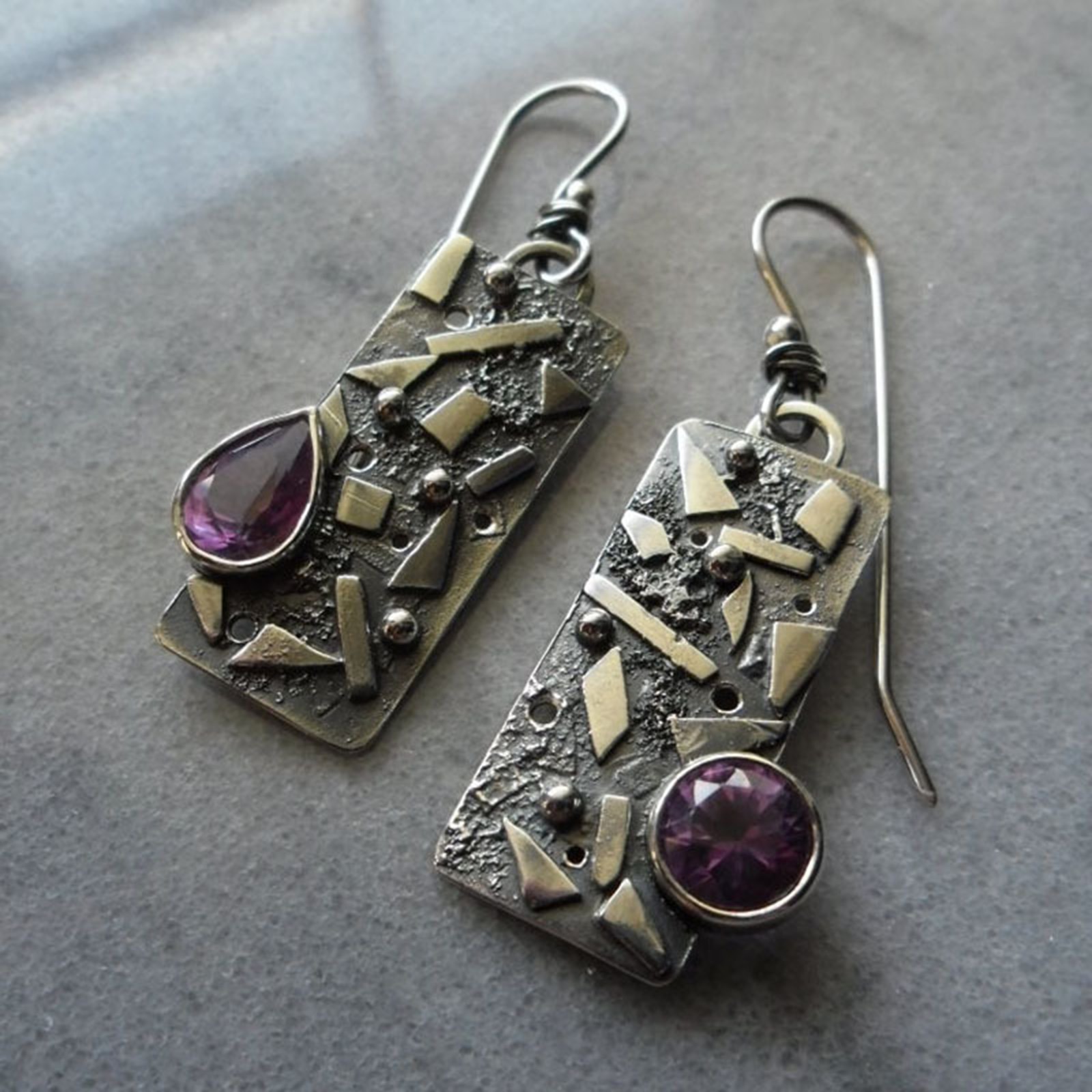 Boucles d'oreilles en métal pour femmes, style bohème, asymétrique, rétro, goutte d'eau, Vintage, fleur, perles en pierre naturelle, bijoux de fête, cadeaux