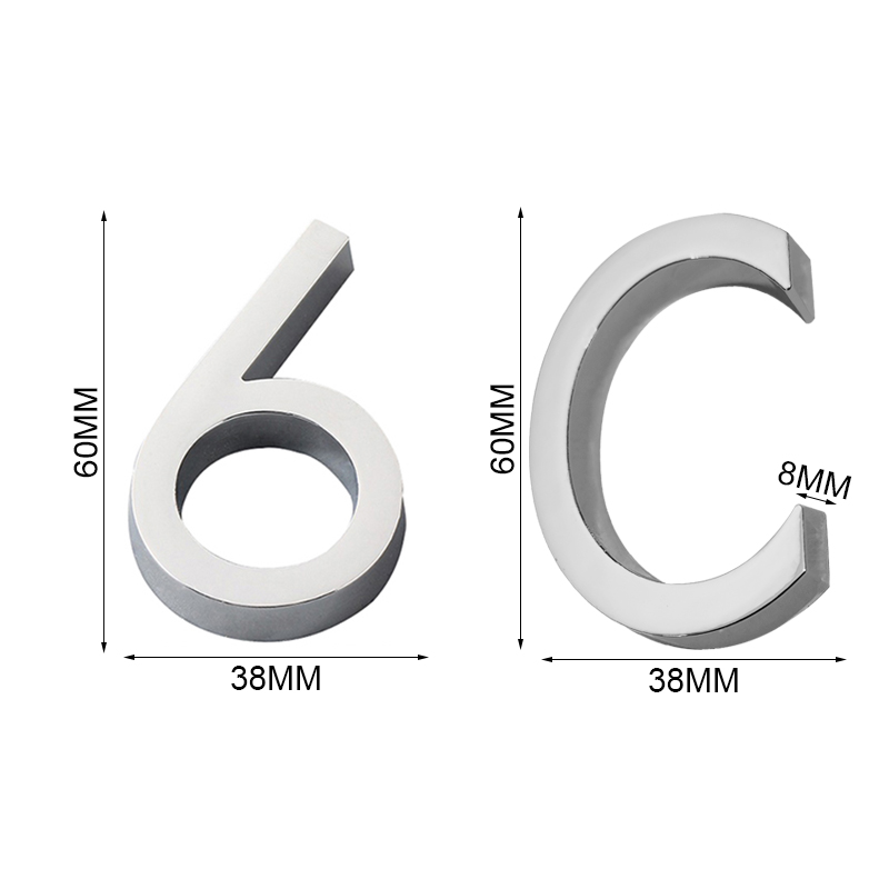 Title 14, 60 mm 3D-Hausnummer, selbstklebend, wasserdicht...