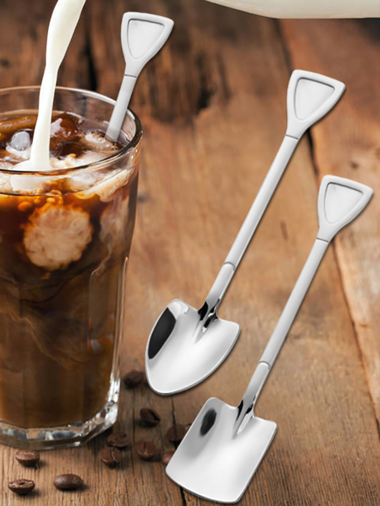 1/2/4PCS Shovel Spoons Stainless Steel TeaSpoons Creative Coffee Spoon For Ice cream Dessert Scoop Tableware Cutlery Set New