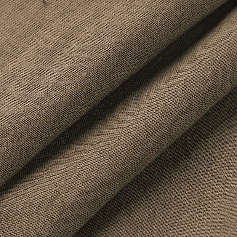 Men's Casual Cotton Linen Loose Long Sleeve Button T-Shirt