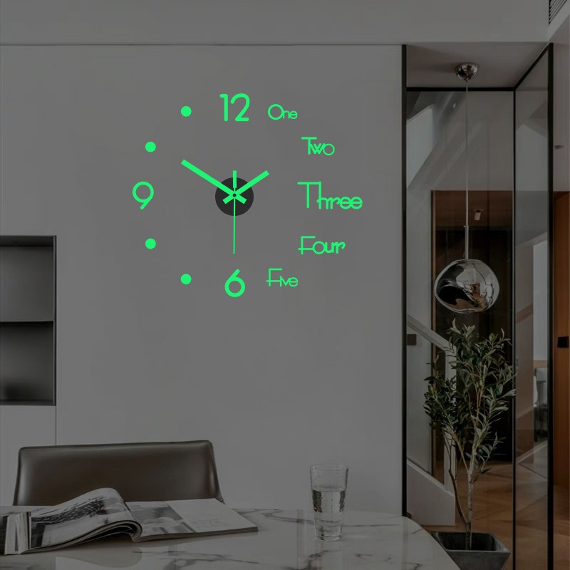 Wall Clock 3D Luminous DIY Digital Clock Wall Stickers Quartz Needle Horloge Modern Design Living Room Office Wall Decor
