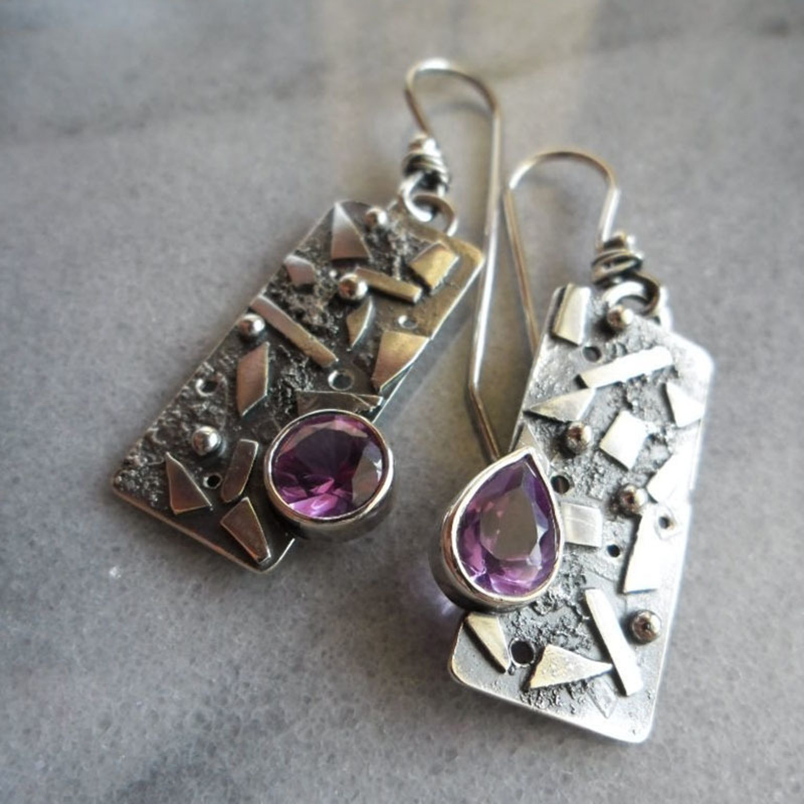 Boucles d'oreilles en métal pour femmes, style bohème, asymétrique, rétro, goutte d'eau, Vintage, fleur, perles en pierre naturelle, bijoux de fête, cadeaux